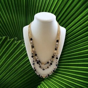 Talbots | NWOT Elegant Gold Layered Monochrome Beaded Necklace